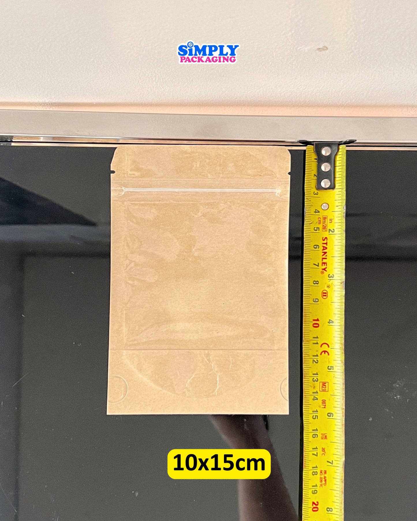 50PCS Kraft Resealable Stand Up Pouch with Clear Front | Simply Packaging
