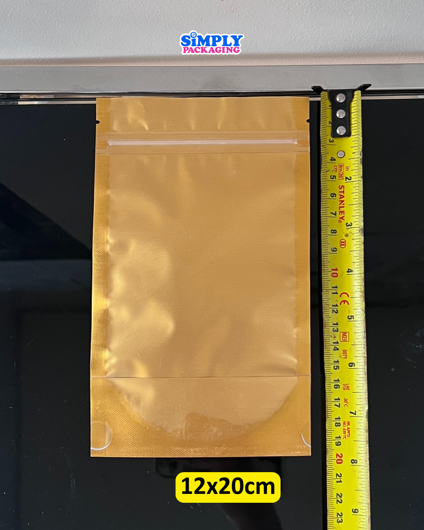 100PCS Gold Resealable Stand Up Pouch | Simply Packaging