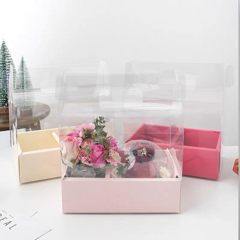 Flower Cake Box | Acetate Gable Box w/ Handle