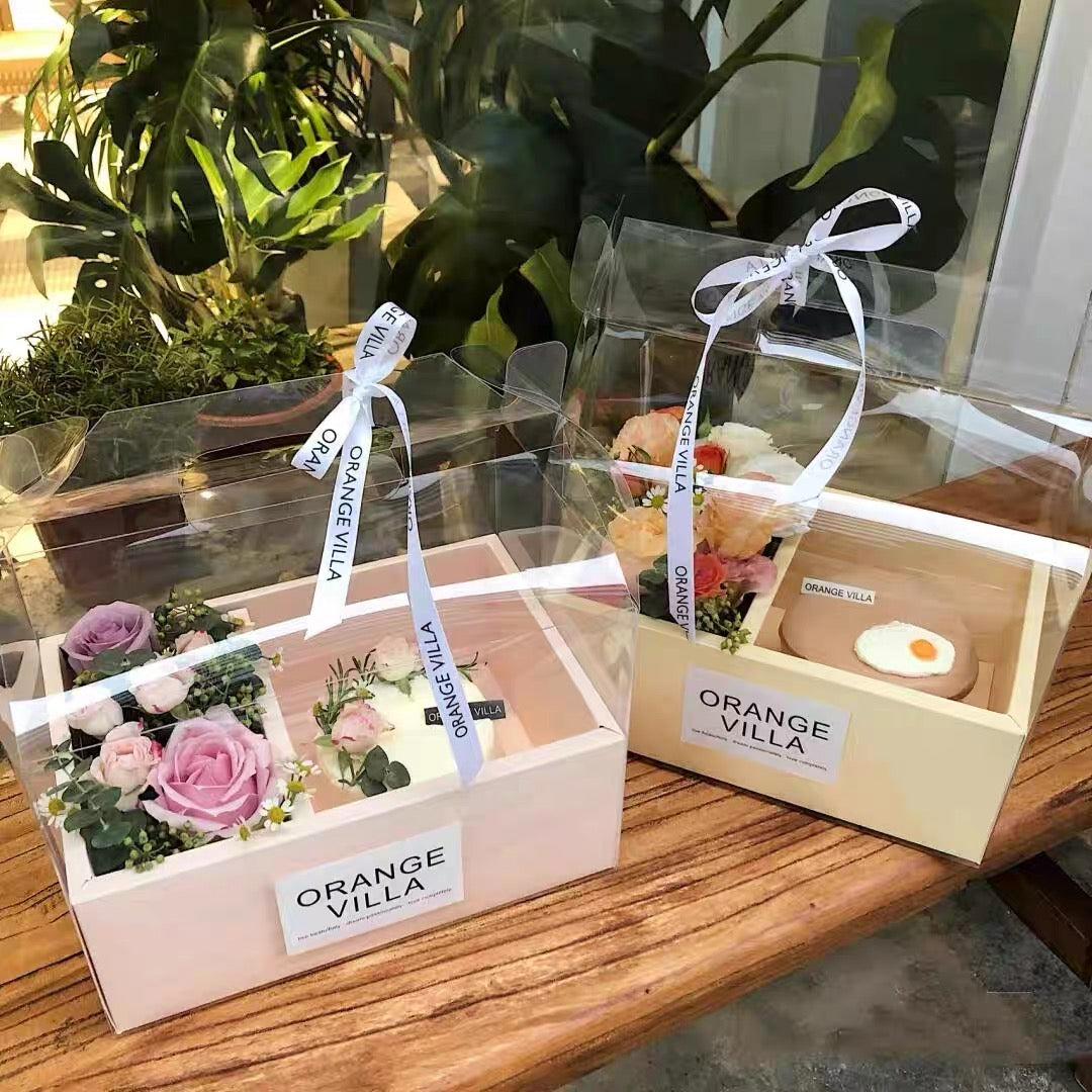 Flower Cake Box | Acetate Gable Box w/ Handle