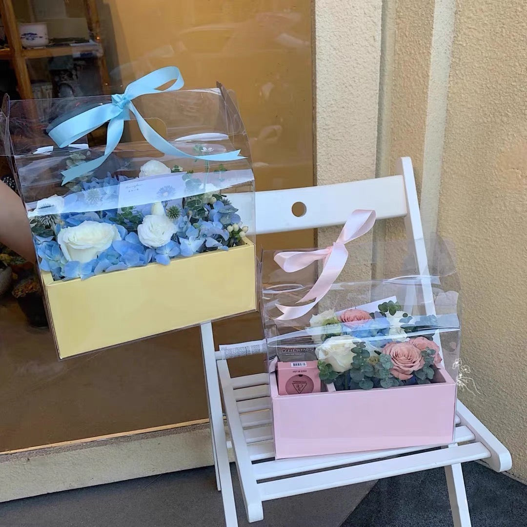 Flower Cake Box | Acetate Gable Box w/ Handle