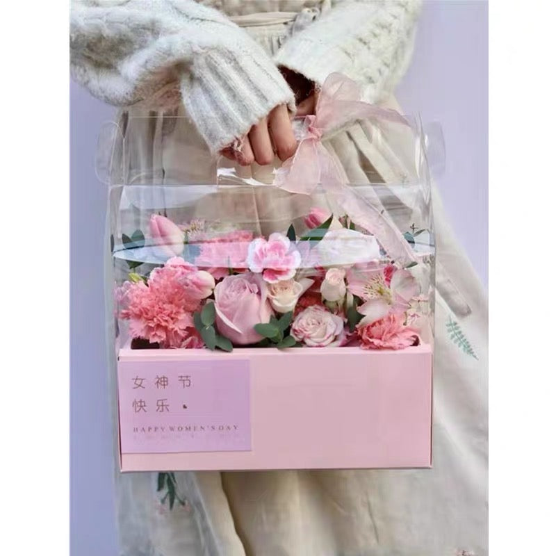 Flower Cake Box | Acetate Gable Box w/ Handle