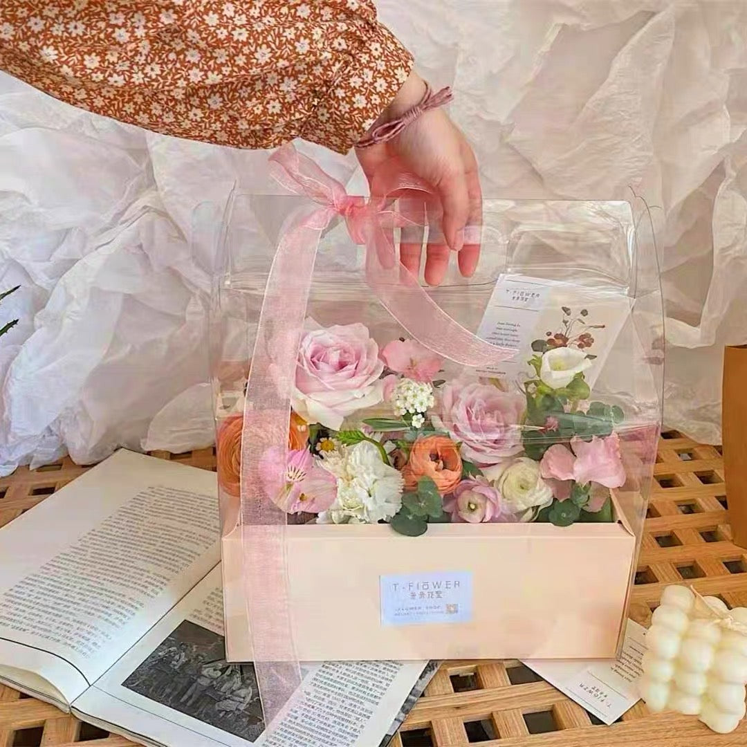 Flower Cake Box | Acetate Gable Box w/ Handle