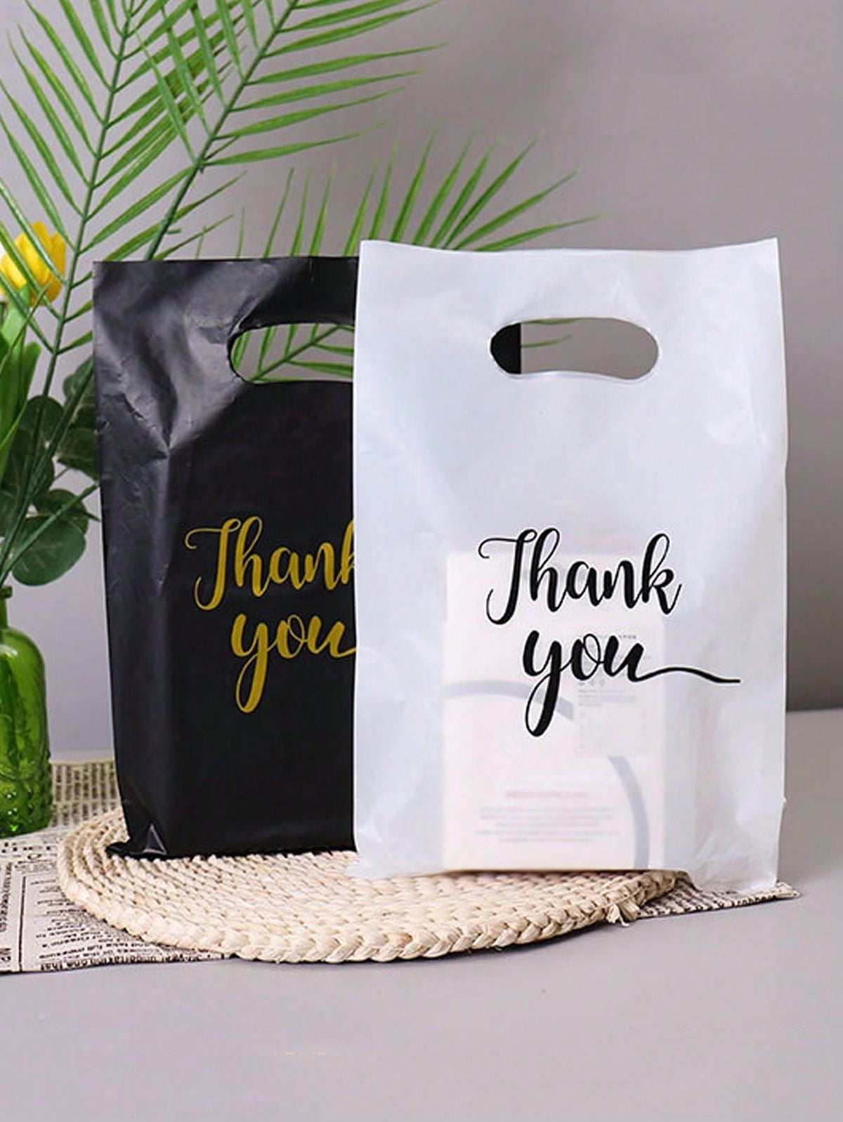 100PCS Thank You Plastic Bag Carrier | Packaging for Boutique, Gifts, Retail Shops