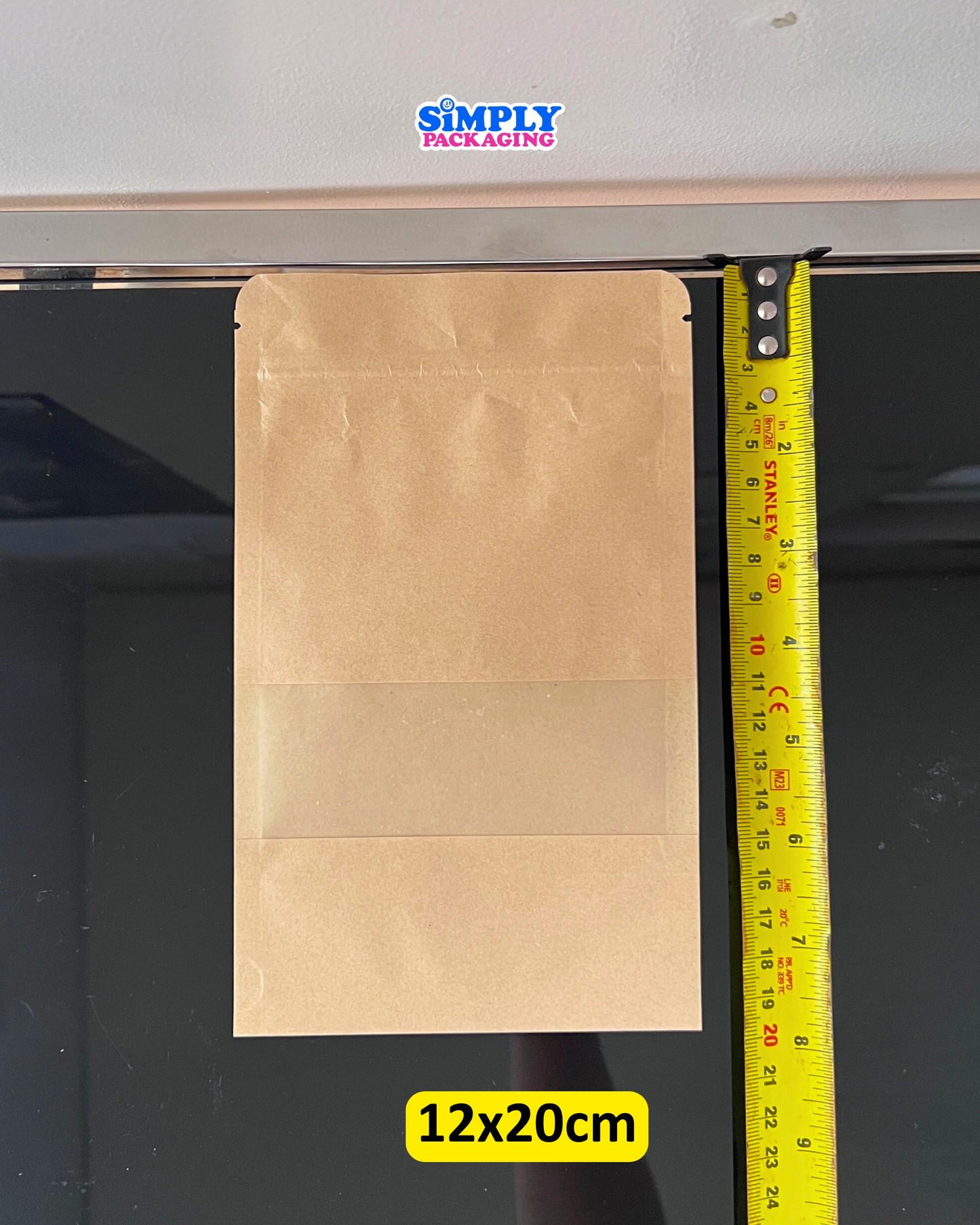 50PCS Kraft Resealable Stand Up Pouch with Window | Simply Packaging