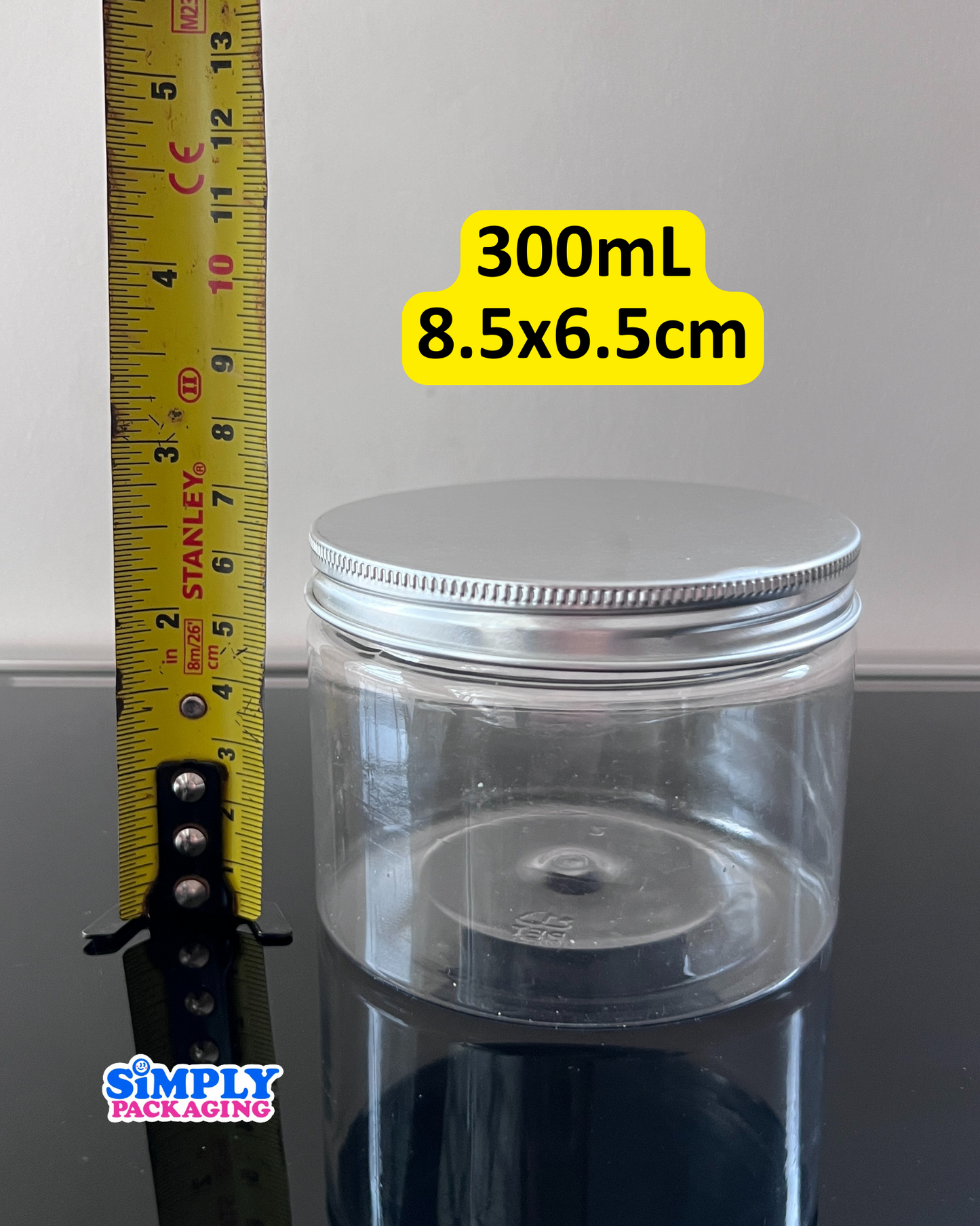 Plastic Canister with Silver Aluminum Lid | Simply Packaging