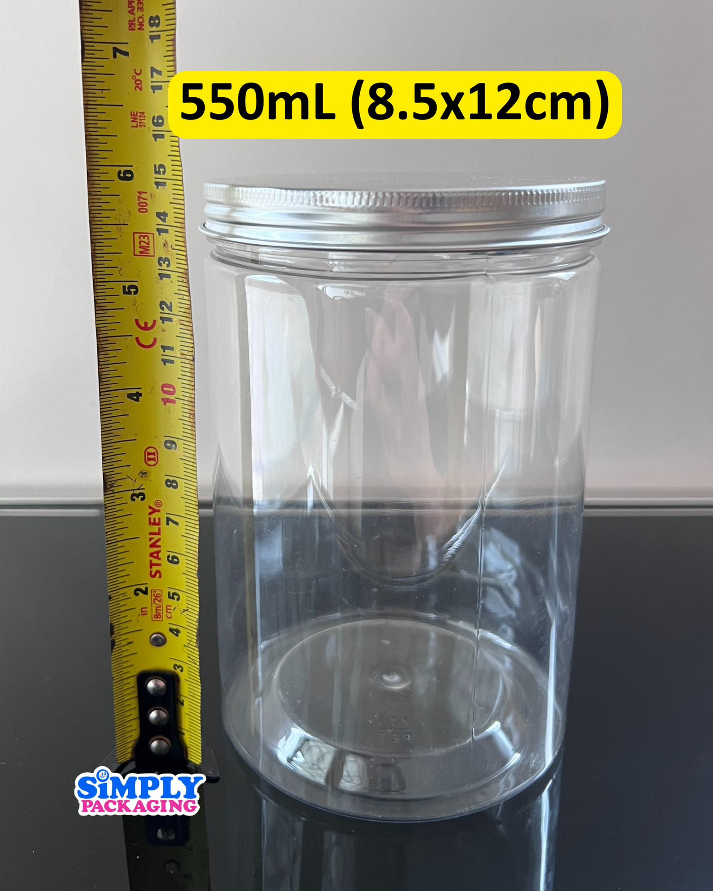 Plastic Canister with Silver Aluminum Lid | Simply Packaging