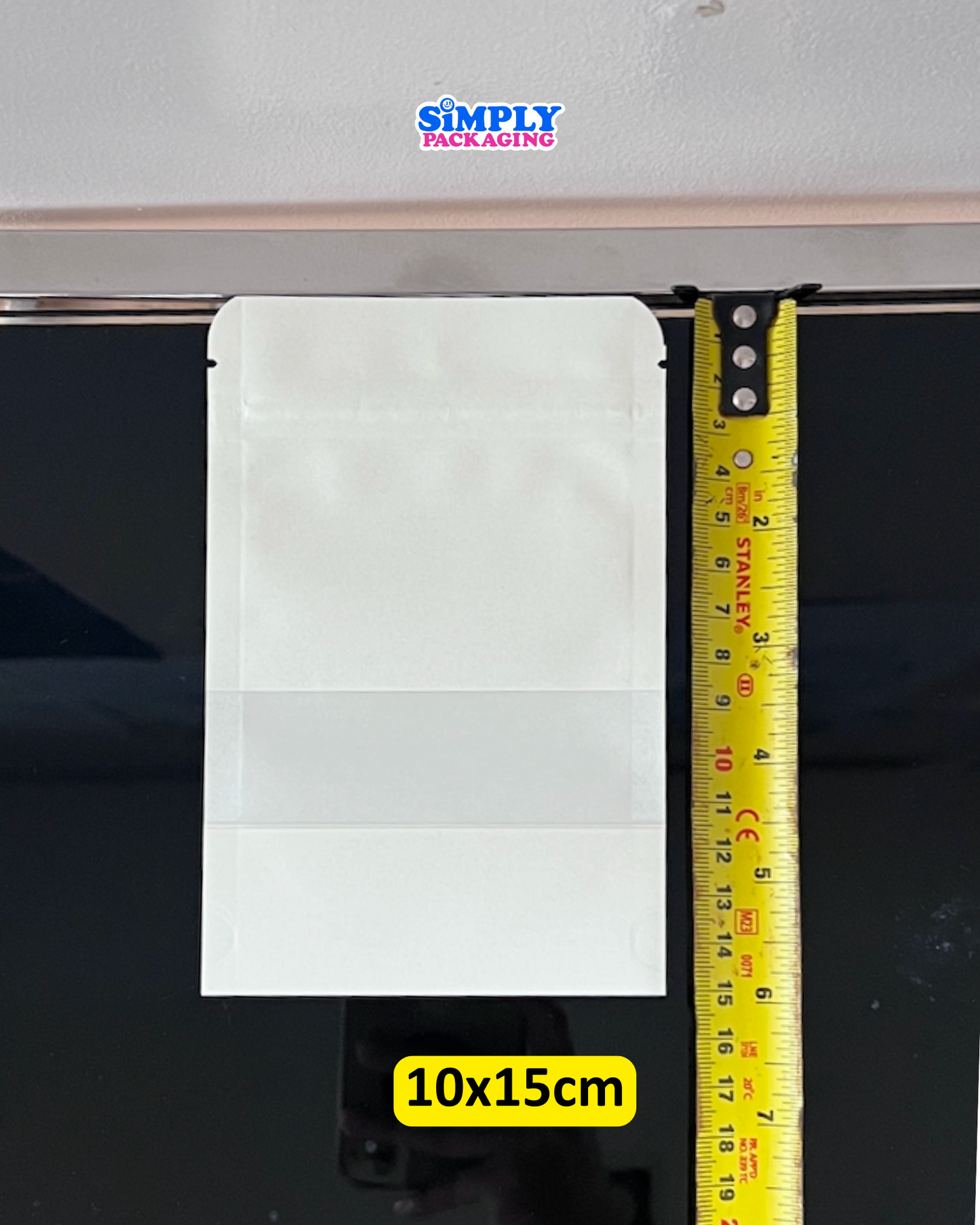 50PCS White Resealable Stand Up Pouch with Window | Simply Packaging