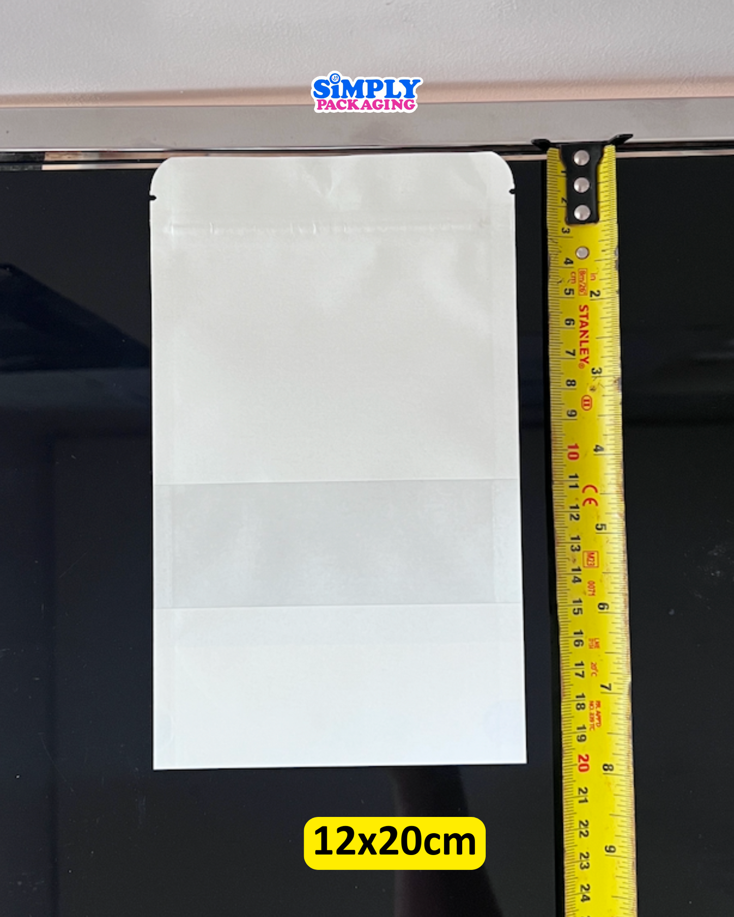 50PCS White Resealable Stand Up Pouch with Window | Simply Packaging