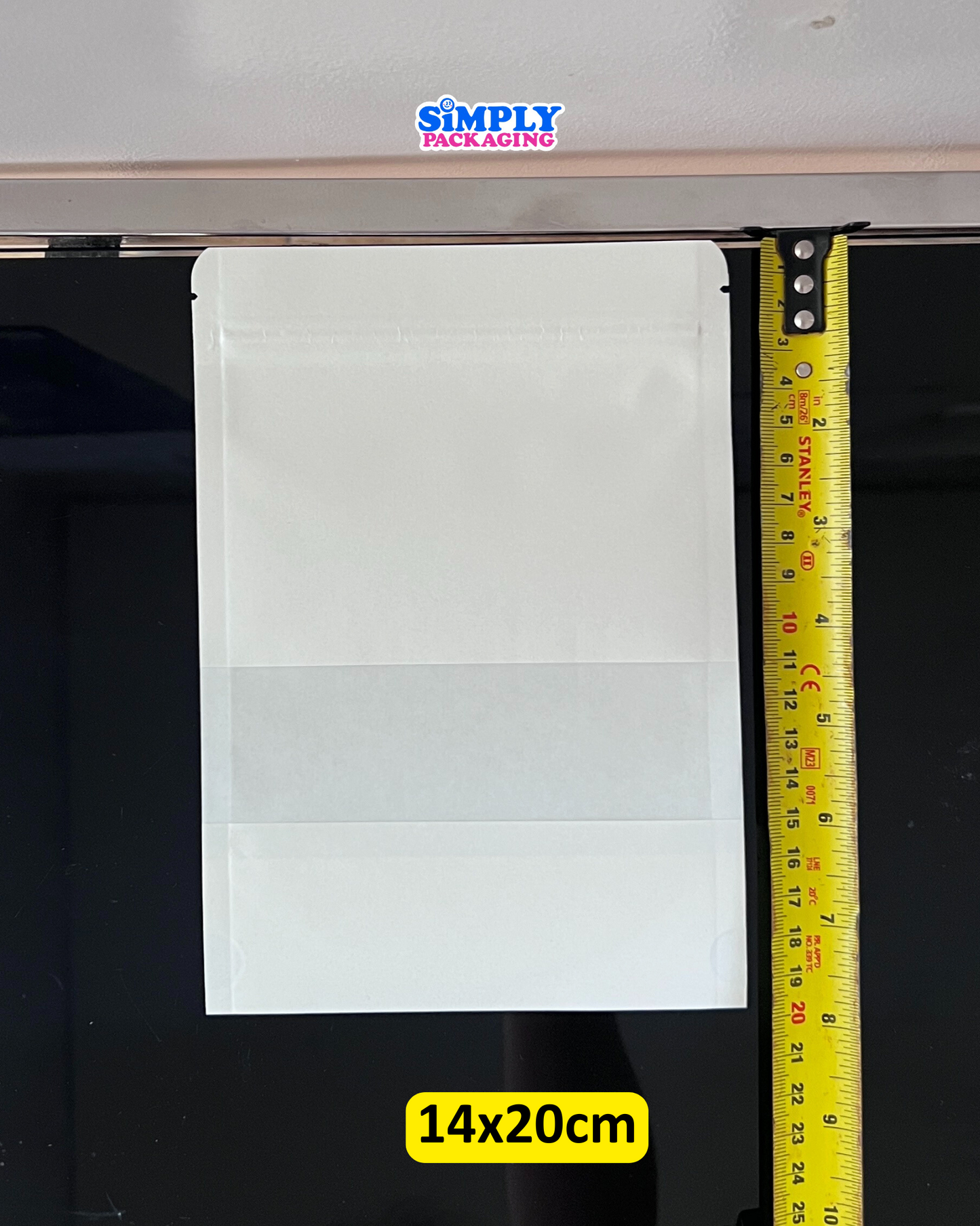 50PCS White Resealable Stand Up Pouch with Window | Simply Packaging