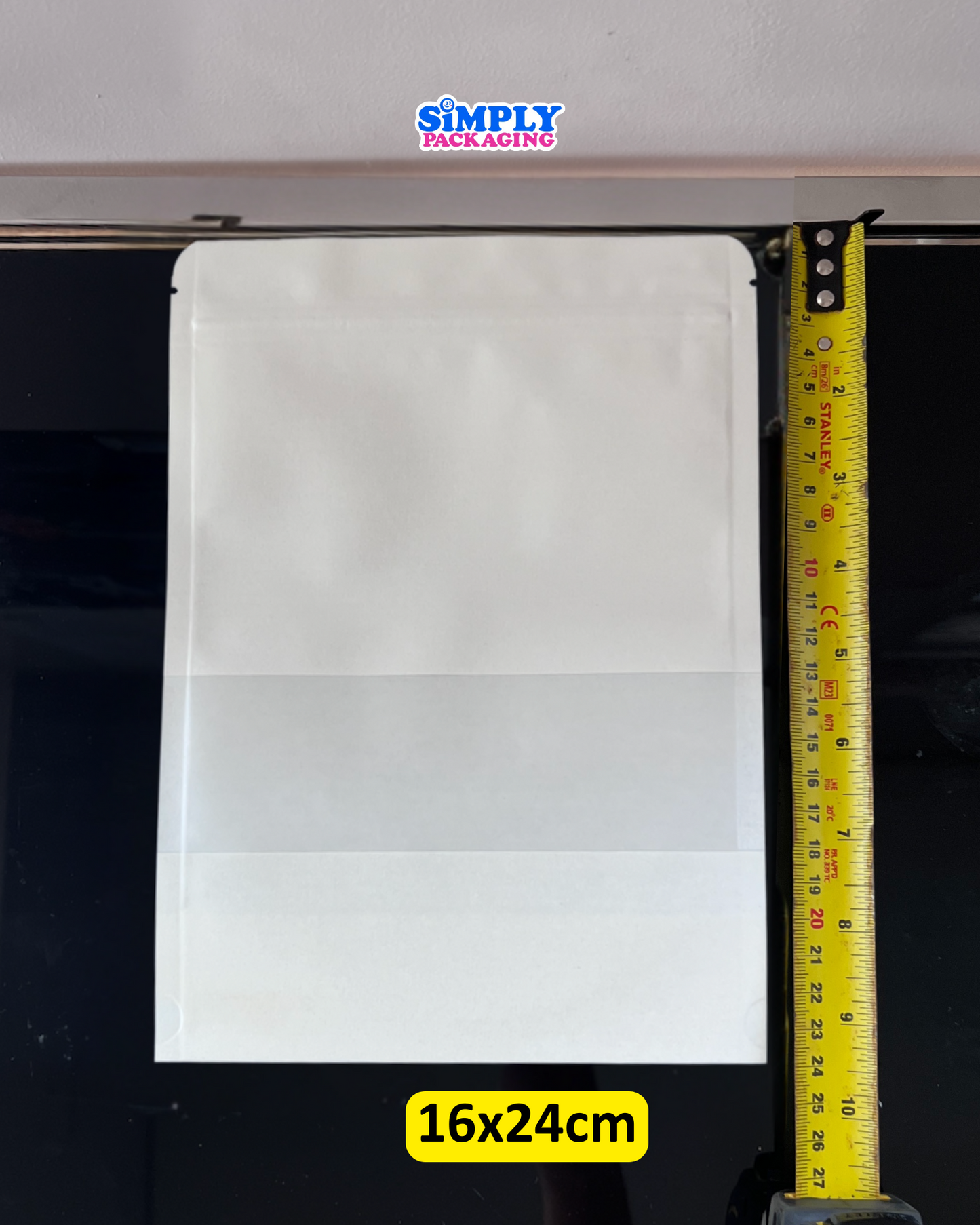 50PCS White Resealable Stand Up Pouch with Window | Simply Packaging