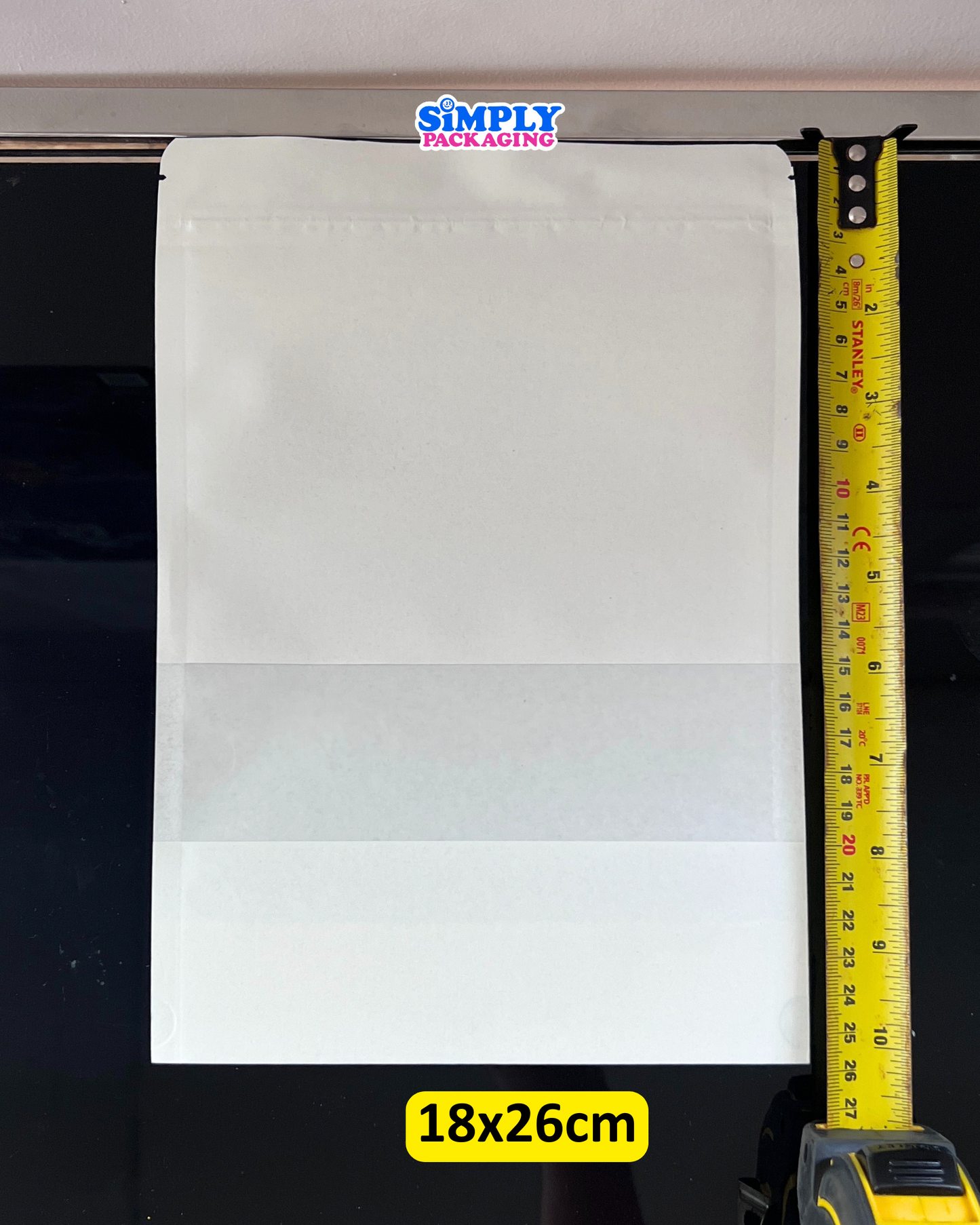 50PCS White Resealable Stand Up Pouch with Window | Simply Packaging
