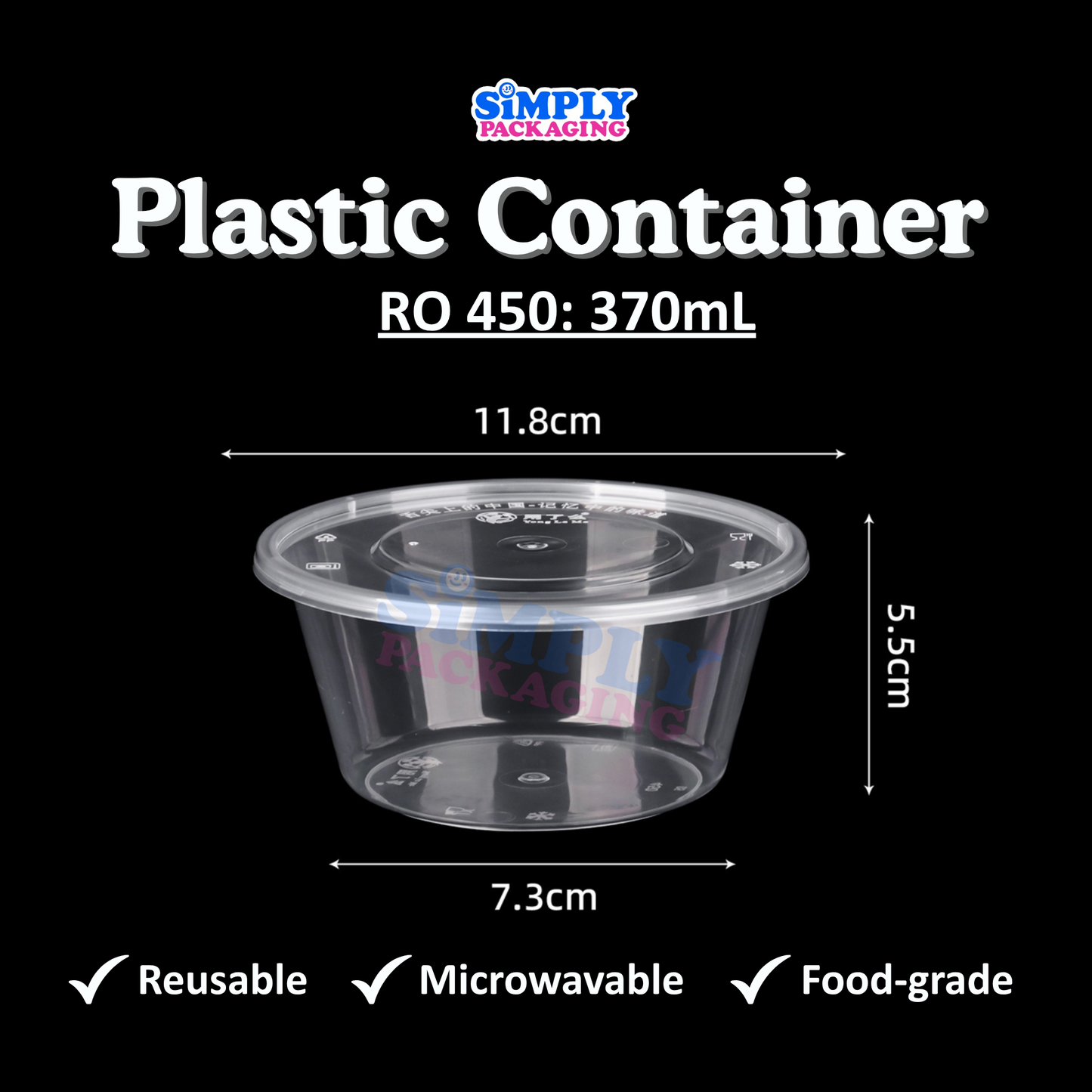 [50PCS] ROUND Microwavable Plastic Container for Food Storage