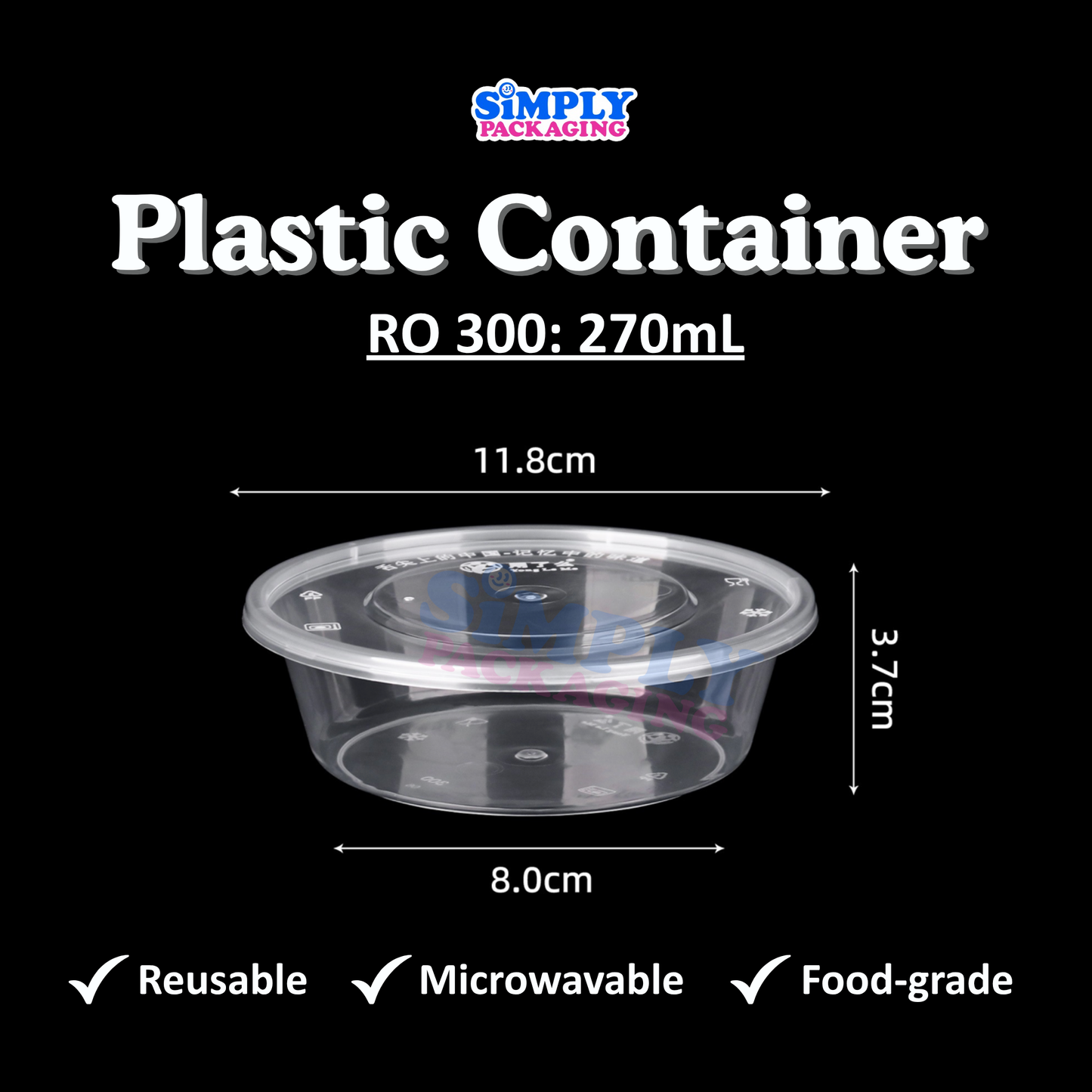 [50PCS] ROUND Microwavable Plastic Container for Food Storage