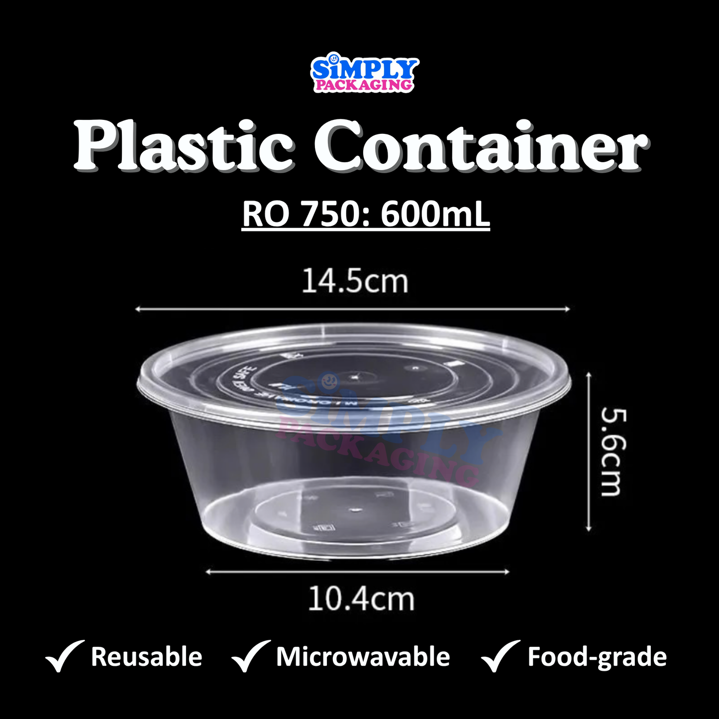 [50PCS] ROUND Microwavable Plastic Container for Food Storage