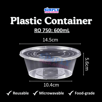 [50PCS] ROUND Microwavable Plastic Container for Food Storage