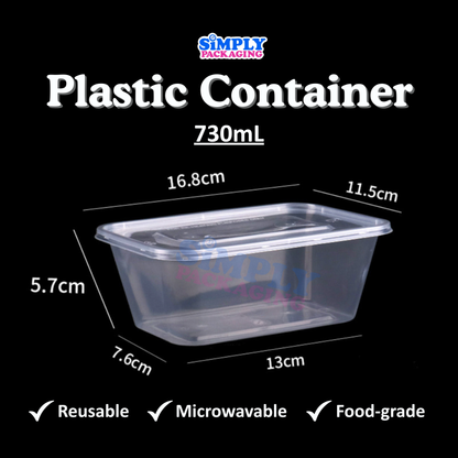 [50PCS] RECTANGLE PLASTIC MICROWAVABLE FOOD CONTAINER