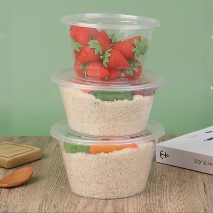 [50PCS] ROUND Microwavable Plastic Container for Food Storage