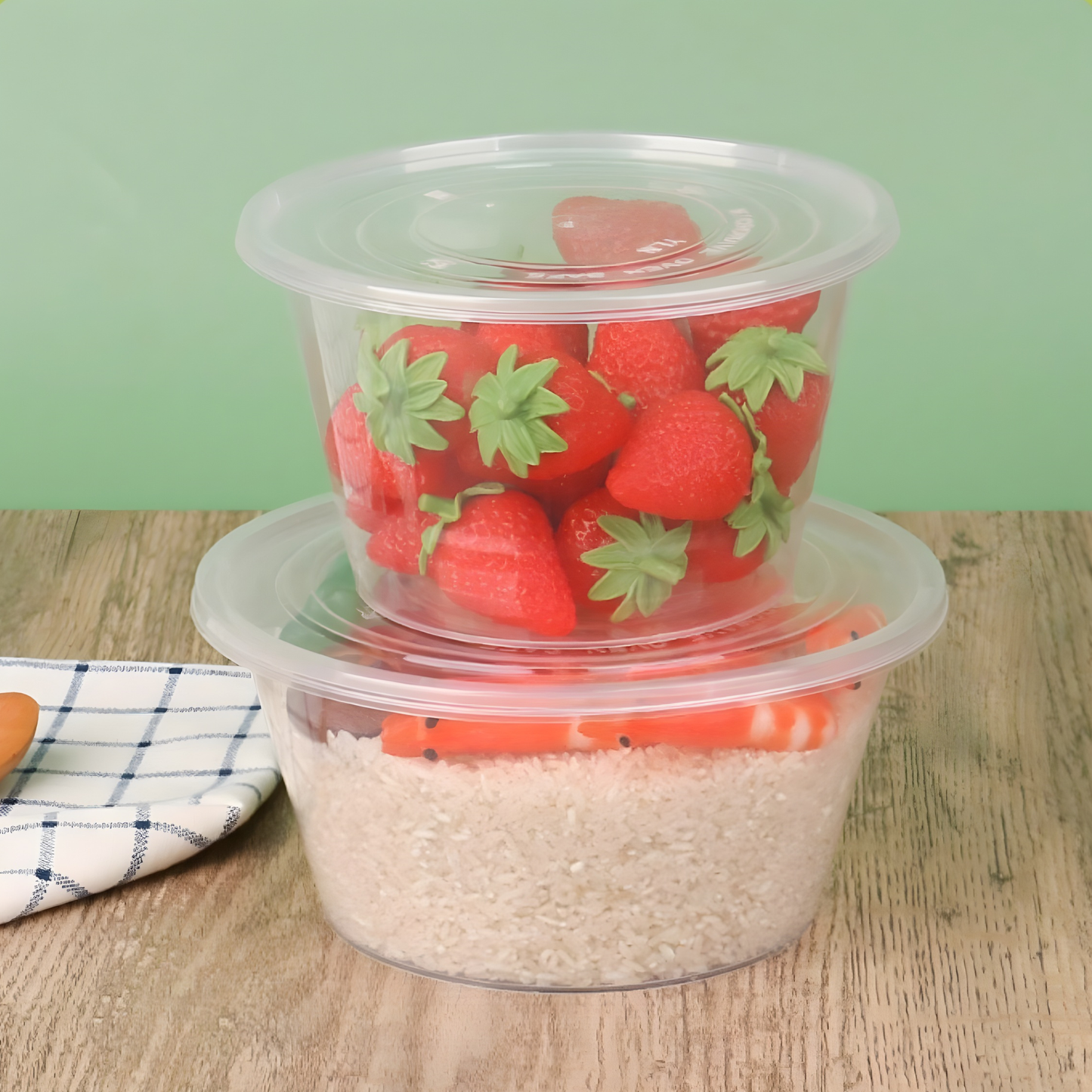 [50PCS] ROUND Microwavable Plastic Container for Food Storage