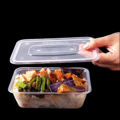 [50PCS] RECTANGLE PLASTIC MICROWAVABLE FOOD CONTAINER