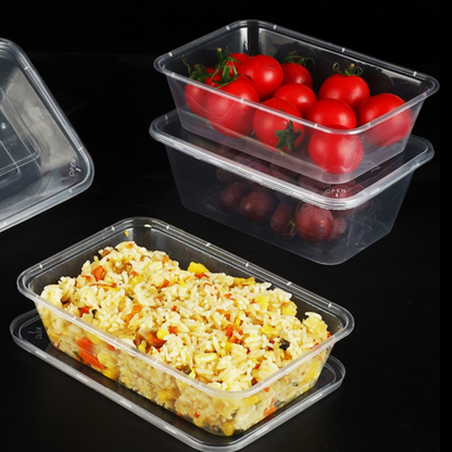 [50PCS] RECTANGLE PLASTIC MICROWAVABLE FOOD CONTAINER