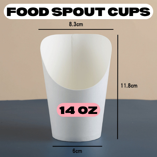 [50PCS] Food Spout Cup | 12oz 14oz Kraft White | Fries Popcorn Waffle Snack Holder