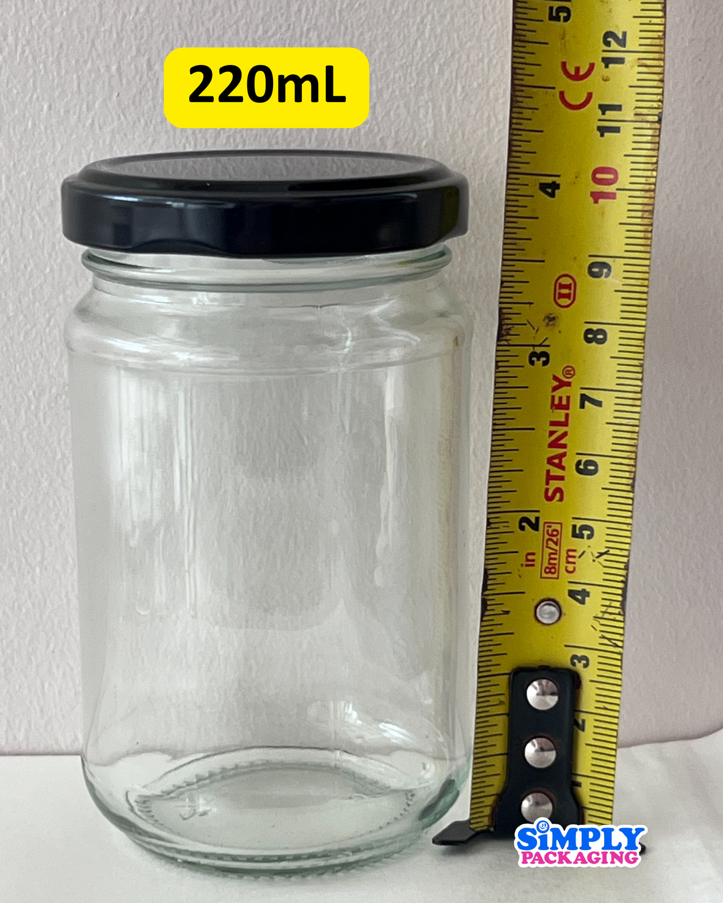 Glass Jar with Black Lid | Simply Packaging