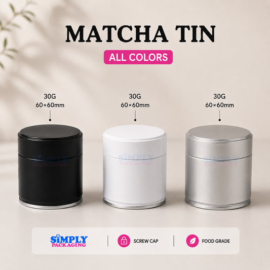30g and 50g Aluminum Matcha Tins | Simply Packaging