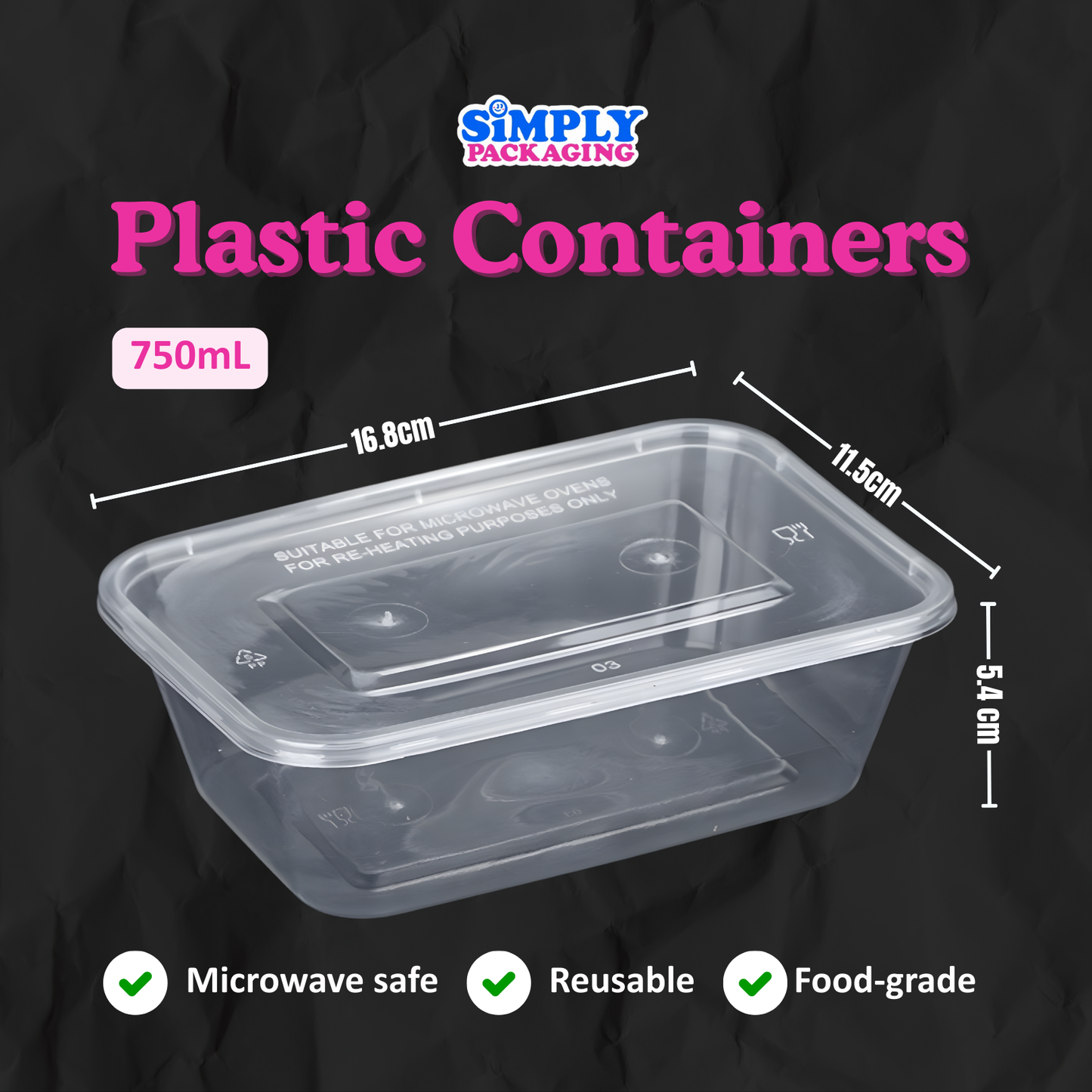 [50PCS] RECTANGLE PLASTIC MICROWAVABLE FOOD CONTAINER