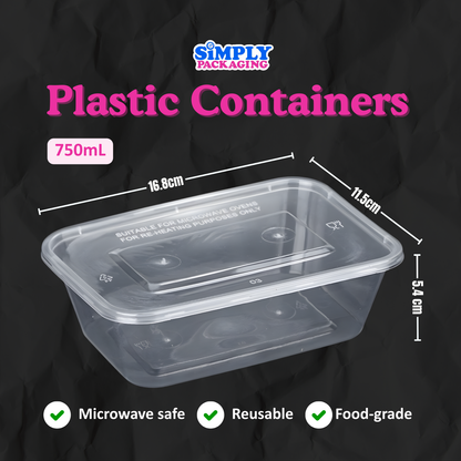 [50PCS] RECTANGLE PLASTIC MICROWAVABLE FOOD CONTAINER