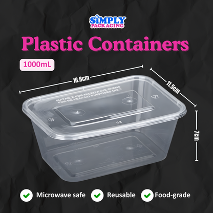 [50PCS] RECTANGLE PLASTIC MICROWAVABLE FOOD CONTAINER