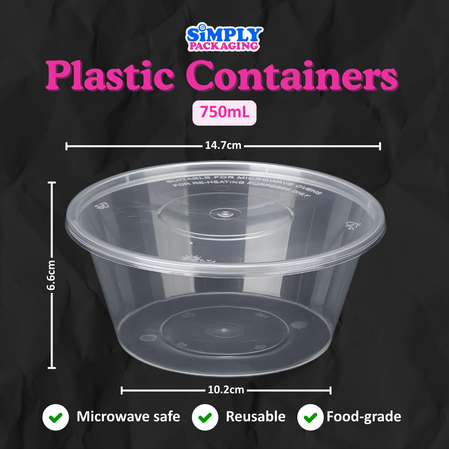 [50PCS] ROUND Microwavable Plastic Container for Food Storage