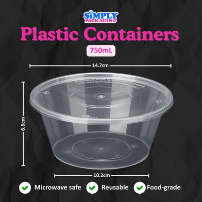 [50PCS] ROUND Microwavable Plastic Container for Food Storage