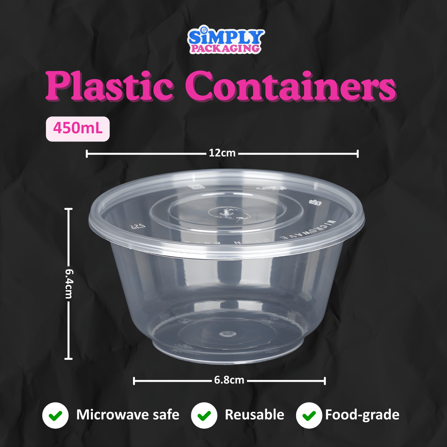 [50PCS] ROUND Microwavable Plastic Container for Food Storage