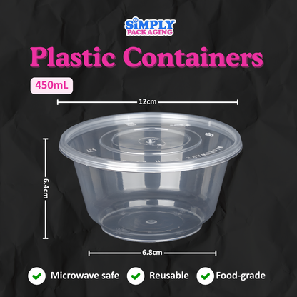 [50PCS] ROUND Microwavable Plastic Container for Food Storage