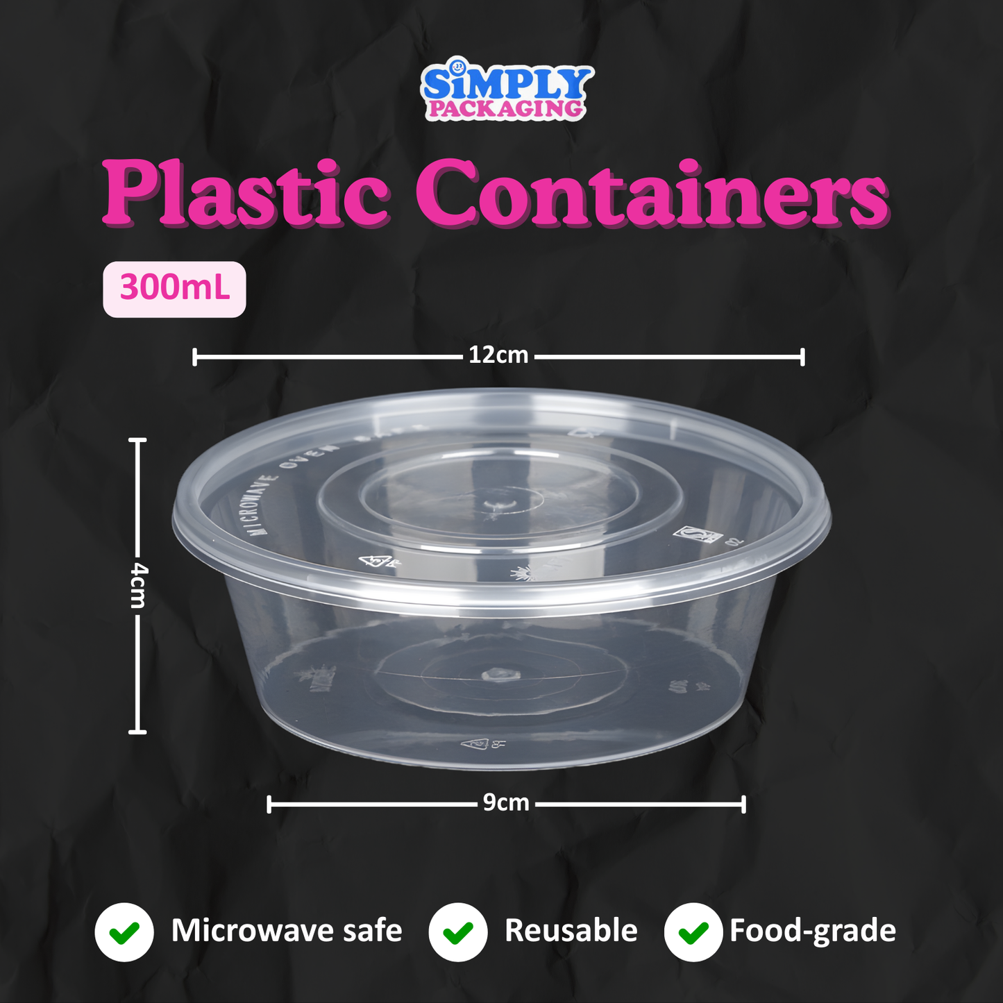 [50PCS] ROUND Microwavable Plastic Container for Food Storage