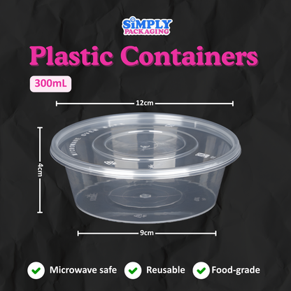 [50PCS] ROUND Microwavable Plastic Container for Food Storage