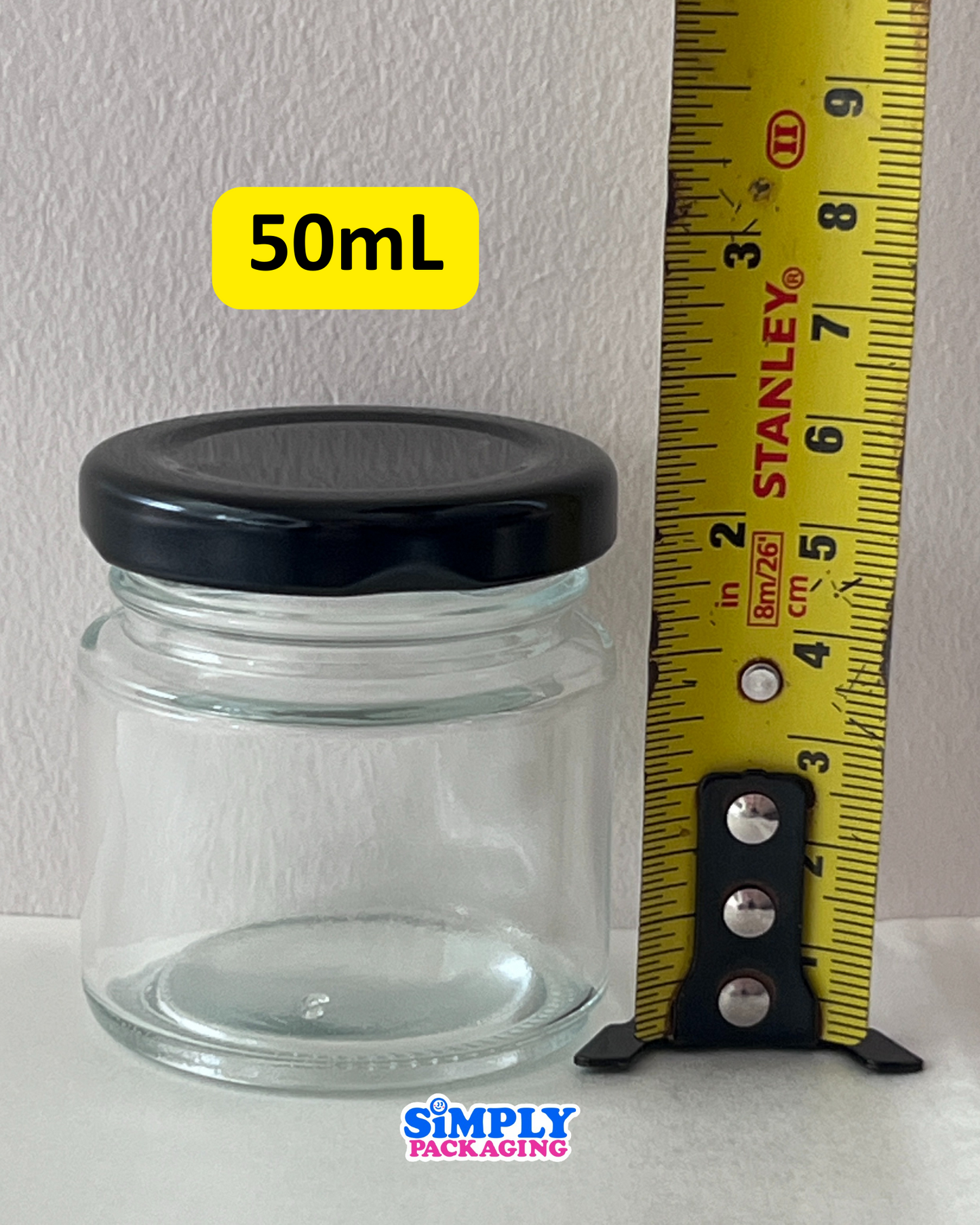 Glass Jar with Black Lid | Simply Packaging
