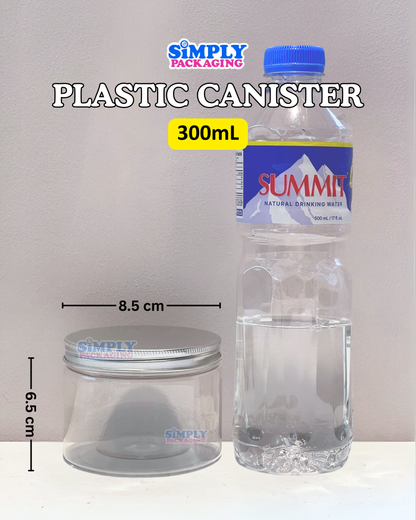 Plastic Canister with Silver Aluminum Lid | Simply Packaging