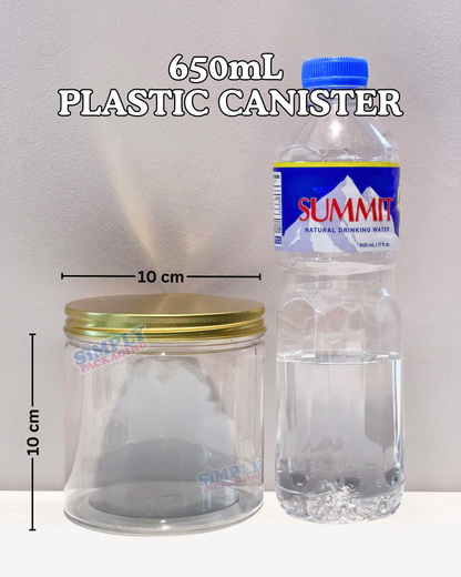 Plastic Canister with Gold Aluminum Lid | Simply Packaging