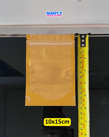 100PCS Gold Resealable Stand Up Pouch | Simply Packaging