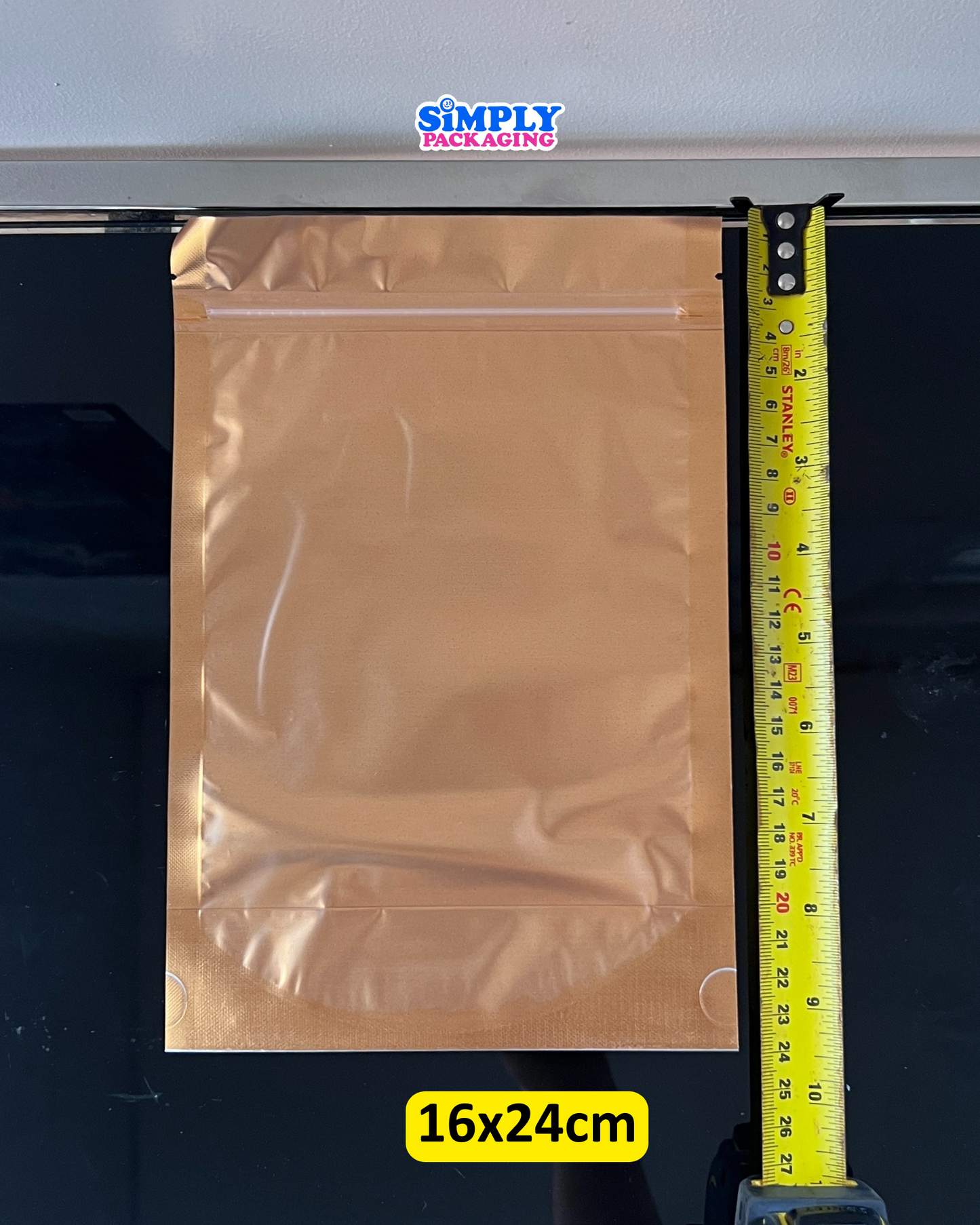 100PCS Gold Resealable Stand Up Pouch | Simply Packaging