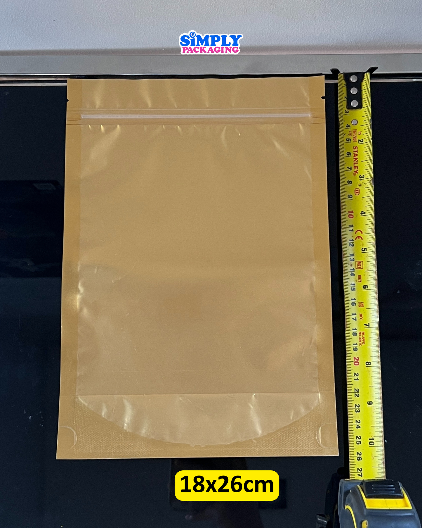 100PCS Gold Resealable Stand Up Pouch | Simply Packaging