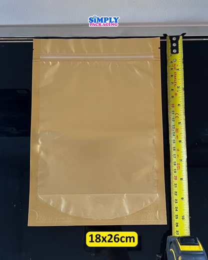 100PCS Gold Resealable Stand Up Pouch | Simply Packaging
