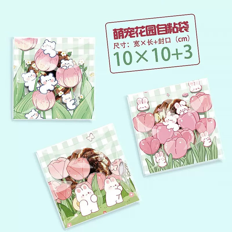 100PCS OPP Cookie Plastic Pouch w/ Adhesive