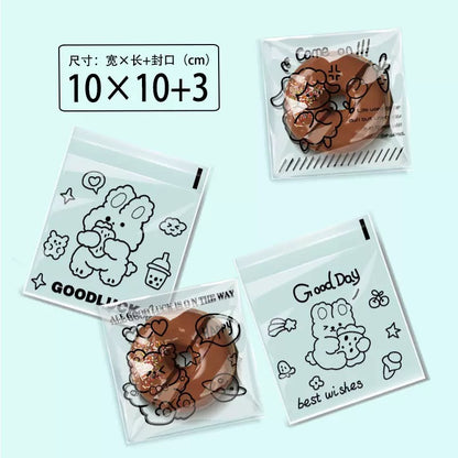 100PCS OPP Cookie Plastic Pouch w/ Adhesive