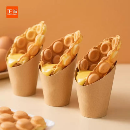 [50PCS] Food Spout Cup | 12oz 14oz Kraft White | Fries Popcorn Waffle Snack Holder