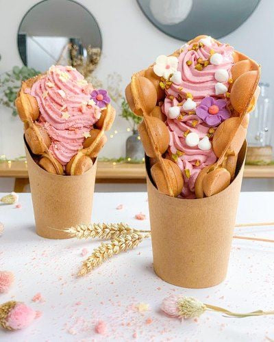 [50PCS] Food Spout Cup | 12oz 14oz Kraft White | Fries Popcorn Waffle Snack Holder