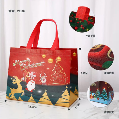 Christmas Eco Bags | Merry Christmas Gift Packaging Shopping Bags with Handles | Corporate Giveaways