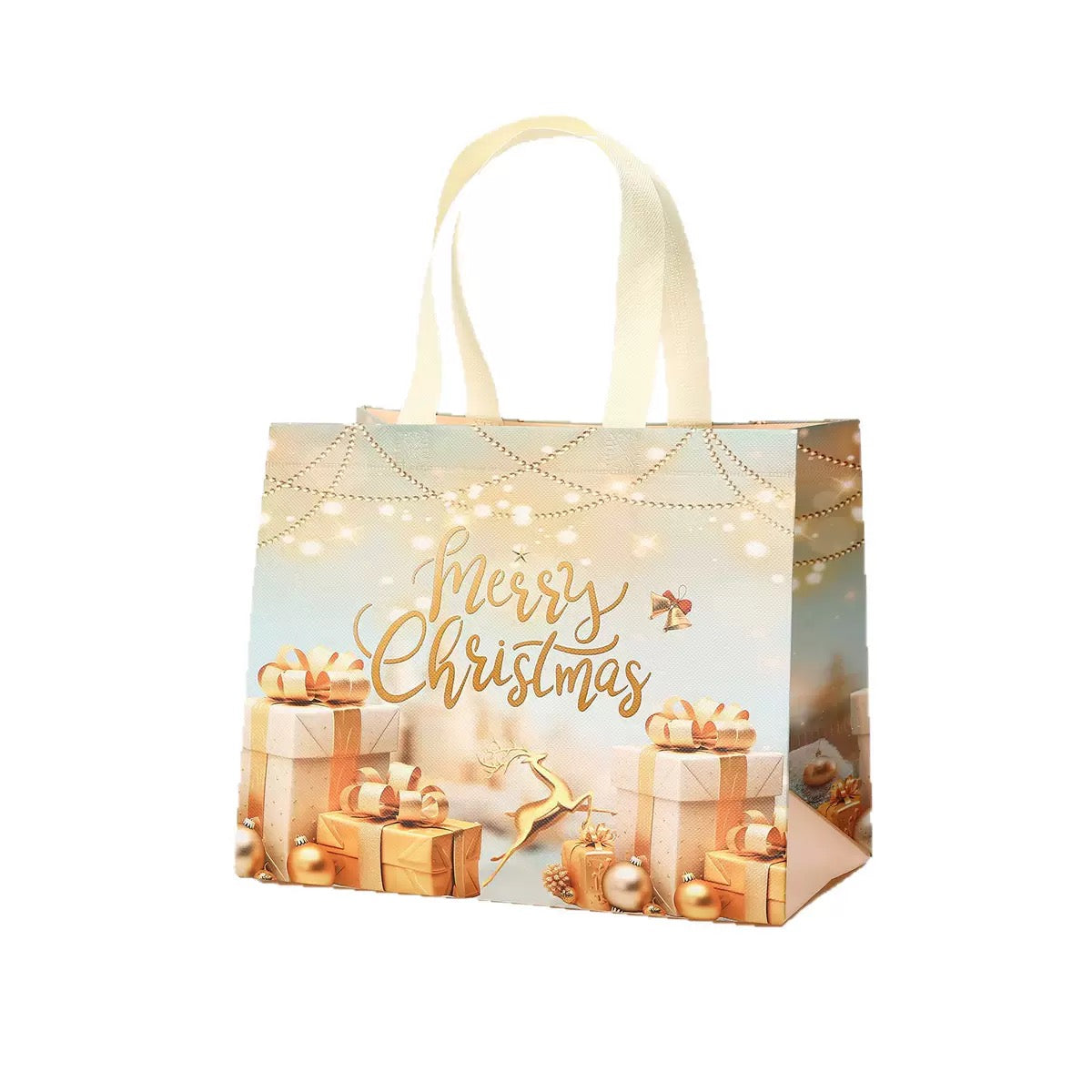 Christmas Eco Bags | Merry Christmas Gift Packaging Shopping Bags with Handles | Corporate Giveaways